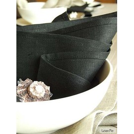 Set of 12 Napkins Black Linen Lucia