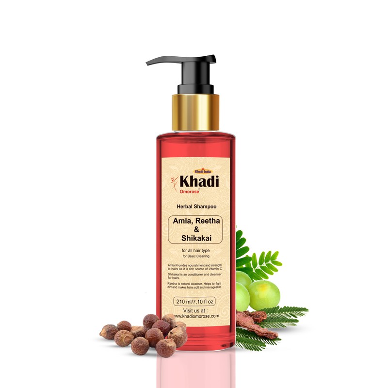 Khadi Herbal Amla and Reetha & Shikakai Shampoo,210ml