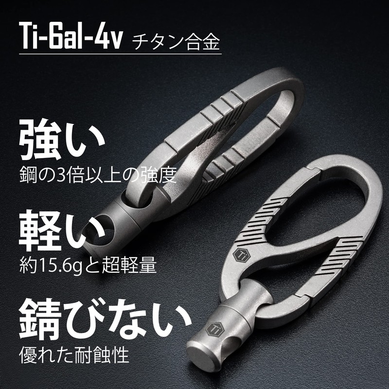 KeyUnity KM09 Titanium Carabiner, Keychain, 8 Shape Quick Carabiner, Extra