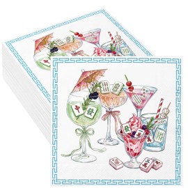 Windkream 200 Pcs Mahjong Cocktail Napkins Disposable Paper Napkins Cocktail Hand Towel for Casual Gatherings Wedding Birthday Party Supplies Gifts