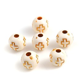 Small Round Spacer Beads, 500 Pack, 8mm (1/3 Inch) with 2mm Hole, Acrylic (Off White Cross)