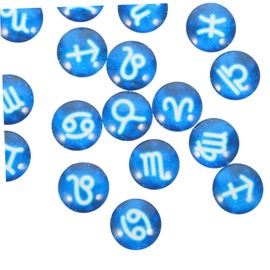 TEHAUX 20pcs Zodiac Sign Flat Glass Dome Gems DIY Cabochons for Jewelry Making Horoscope Patterns Suitable for Necklaces Bracelets and Cameo Decoration
