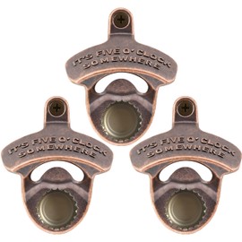 HAIICEN Vintage Wall Mount Bottle Opener with Magnets, IT'S FIVE O'CLOCK SOMEWHERE Cooler Mounted Soda Opener for Home Bar Kitchen(3 PCS)