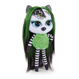 NICI 47506 Pixidoos Bami 20 cm, Giftbox incl. Tattoo Set for Kids, Comb & Friendship Bracelet Dolls with Colourful Hair – Cuddly Toys to Cuddle, Play, Style & Collect, Green/Black