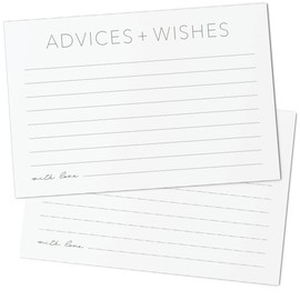 CARDAMONOLY Advice and Wishes Cards, Minimalist Black and White 6 x 4 Inches, Pack of 50, Inspirational Greeting Cards for Weddings, Graduations, Birthdays, and More (General Use - Model 03)