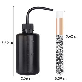 Mekupeu Plastic Satety Lash Cleaning Tatoo Wash Bottles 2PCS Peel Off Blackhead Brush,Nose Pore Deep Cleaning Brush, Facial Cleansing Brushes (black bottle+crystal black nose brush)