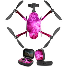 MightySkins Skin Compatible with GoPro Karma Drone Headphones wrap Cover Sticker Skins Red Mystic Flames