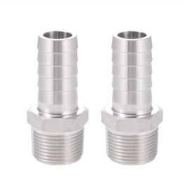 304 Stainless Steel 3/4" Hose Barb to 1/2" Male NPT Home Brew Fitting Water Fuel Air，lead-free (Pack of 2)