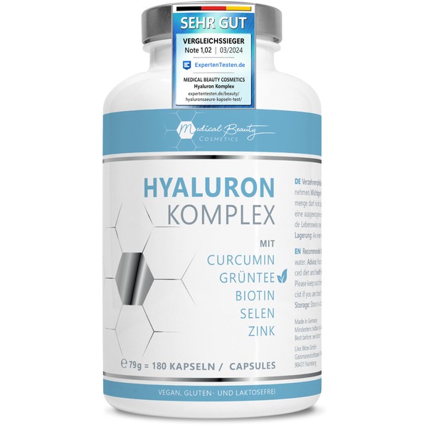 Medical Beauty Cosmetics 180 High-Dose Hyaluronic Acid Capsules with Zinc