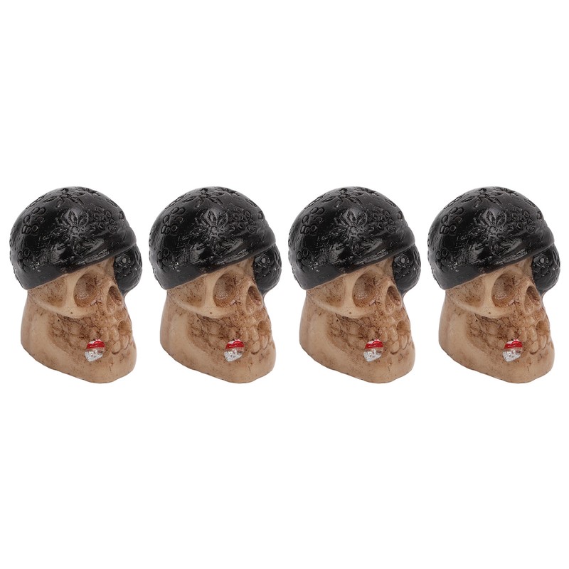 4PCS/Set Tire Valve Cap Skull Shape with Rubber Ring for