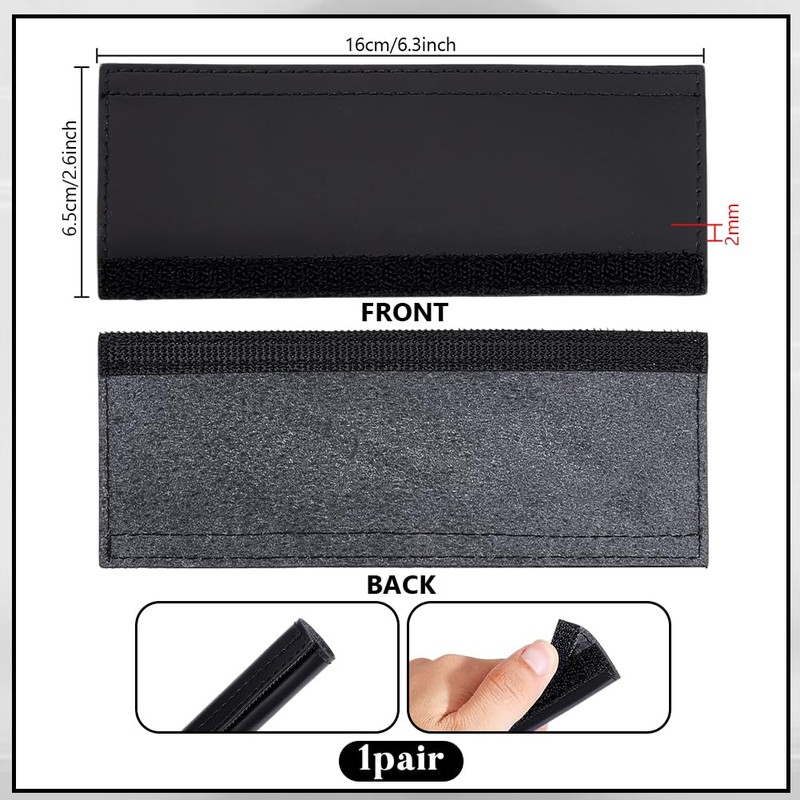 PH PandaHall 2pcs Leather Handbag Handles Wrap Cover, Black Handle