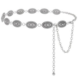 SEDEX Western Metal Concho Belt, Cowgirl Belt Fashion Boho Waist Chain Y2K for Jeans Dresses Pants Adjustable Vintage Concert Accessories