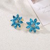 Flyonce Flower Clip-on Earrings for Women, Light Blue Rhinestone Sparkly