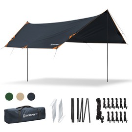 Bessport Camping Tarp, 169.8FT with 2 Poles, Lightweight Car Awning Sunshade, Portable Multifunctional Backpacking Rain Fly Hammock for Outdoor, Traveling