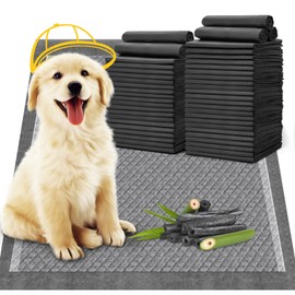 Pee Pads for Dogs 22"x22" Charcoal Puppy Pads 18 Counts Small Disposable Activated Carbon Super Absorbent Full Edge-Wrapping Pee Pads Odor-Control Training Pads for Doggie Cats Rabbits