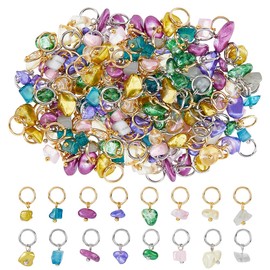 SUPERFINDINGS 96Pcs 16Styles Natural Mixed Pendants Nuggets Glass Charms Crystal Charm Pendants with Stainless Steel Golden & Silver Jump Ring for Earring Necklace Bracelet Jewelry Making, 12~15mm