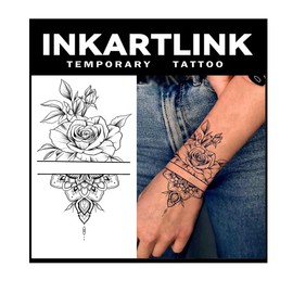 INKARTLINK 2 Pcs Tattoo Stickers 2 Weeks Waterproof Jagua Tattoo Stickers Semi Permanent Tattoo Stickers Cute Women Arm Back Flower