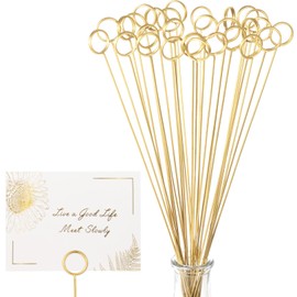 40Pcs Floral Card Holder Picks-Wire Place Card Holder for Wedding-Metal Photo Picture Clip Holder-Table Name Number Holder,Memo Note Holder for Flower Arrangement,Wedding,Baby Shower,Party,Decorations