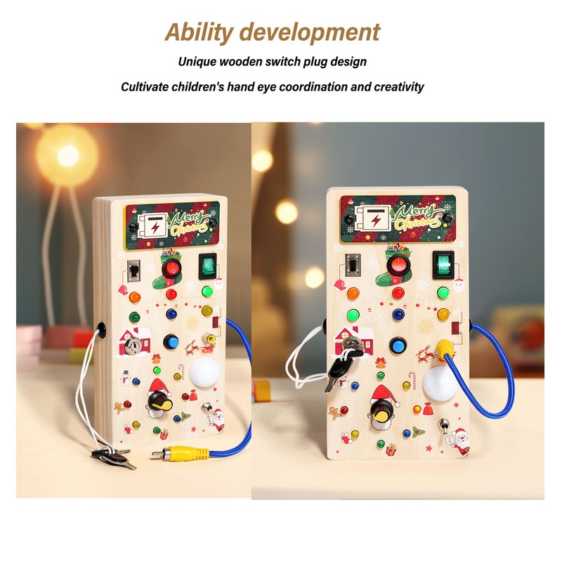 Lights Switch Board Toy Wooden Puzzle Early Education Fine Motor