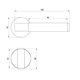 Beschläge Hamburg MUNICH-X 07 VAM WC Door Handle with Grid Structure for Toilet Interior Doors, Checked Pattern Handle Set, Diameter 51 x 10 mm, Door Handle in Matt Stainless Steel Colour