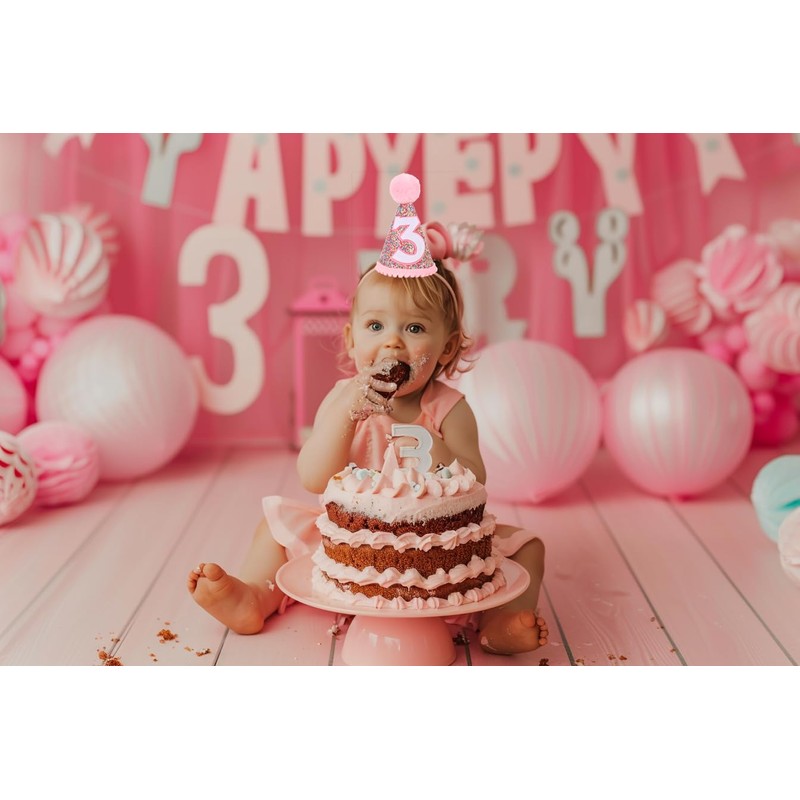 Eoopoon Rainbow Glitter Cone Birthday Crown for Boys and Girls