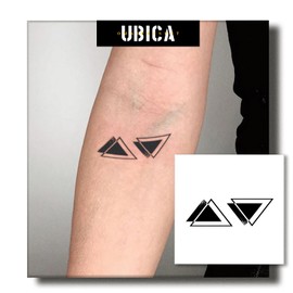 UBICA Temporary Tattoos Adult, 2 Sheets Fake Tattoos, Realistic And Long-Lasting Non-Reflective, Waterproof For 1-2 Weeks, Geometric Triangle Tattoo 3x3in