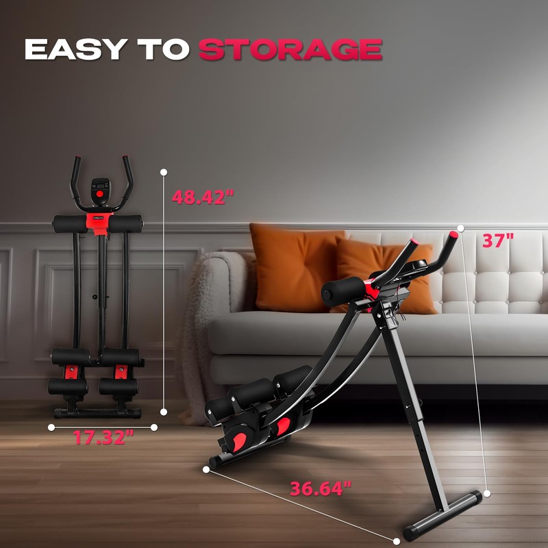 BODY RHYTHM Dual-Track Ab Machine with 4 Adjustable Heights, Foldable
