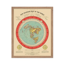 Poster Master Vintage Map Poster - New Standard of the World Map - Flat Earth Gleason's Map - Great Wall Decor Gift for Home, Office, Living Room, Bedroom, 16x20 Beige Framed