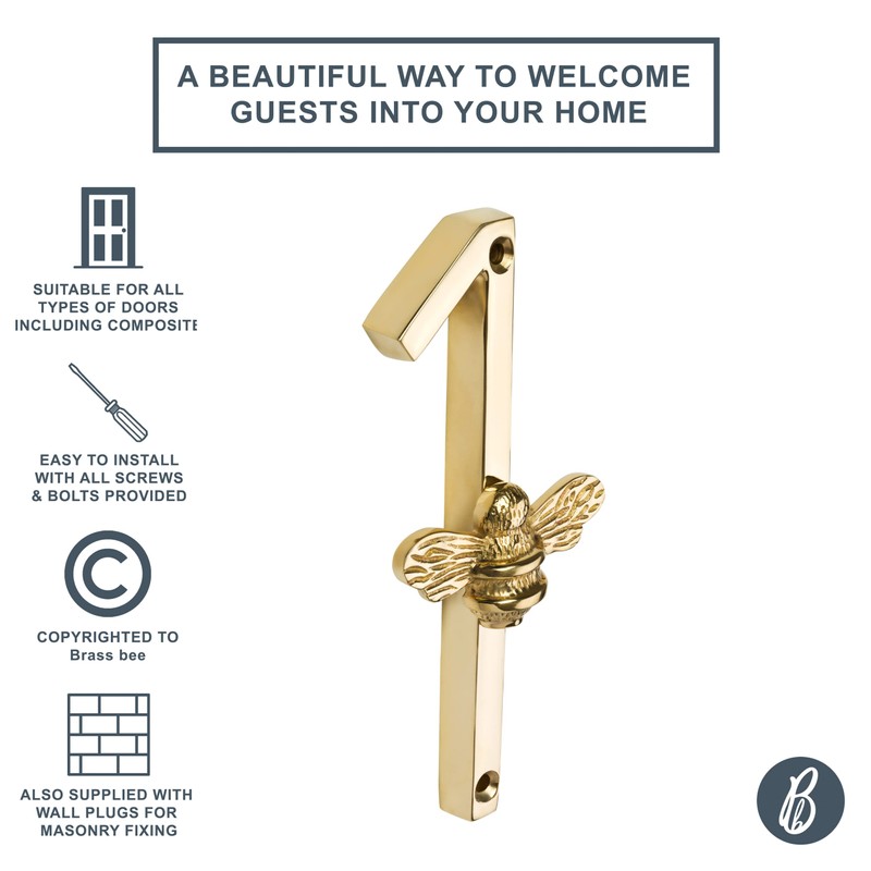 Gold Brass bee House Number with Bee design | 5