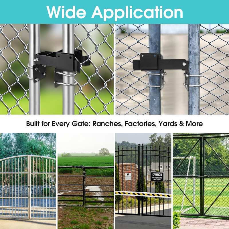 Liznkjious Chain Link Gate Latch, Strong Arm Double Gate Latch