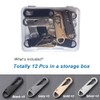 12 PCS Zipper Pull Replacement (Upgraded Metal Spring Design), Detachable