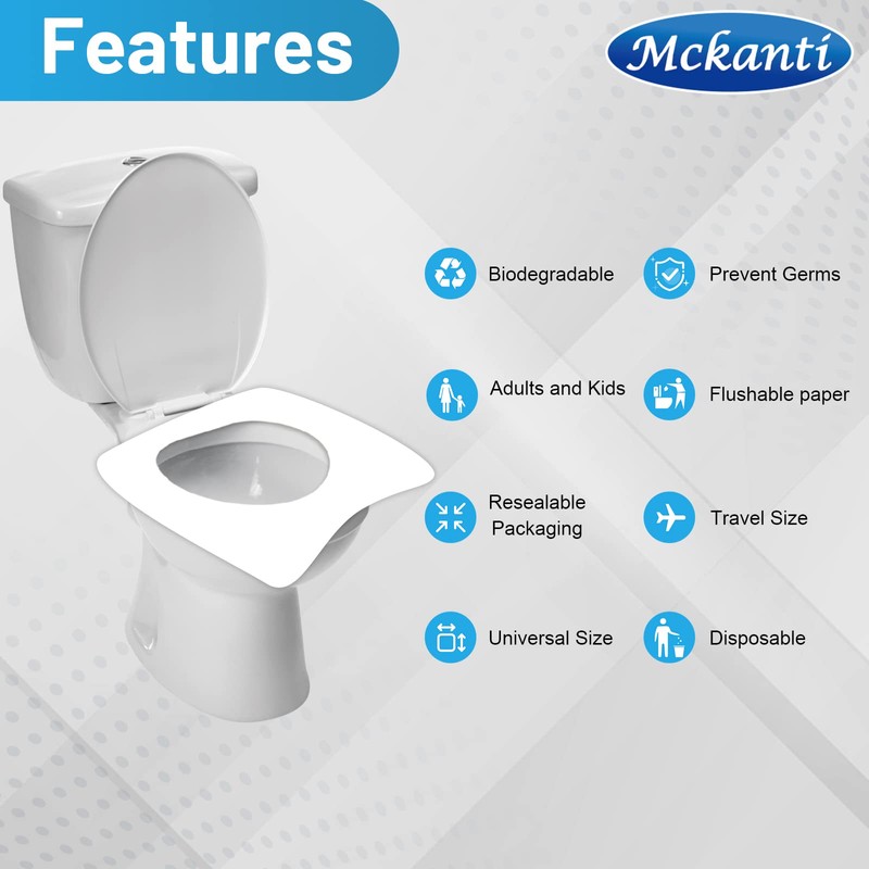Mckanti Toilet Seat Covers Disposable - 60 Pack XL Flushable