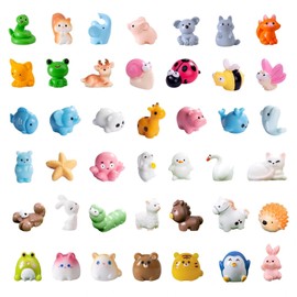 42Pcs Mini Resin Animals, 42 Style Cute Tiny Resin Animals Miniature Little Small Animal Figures Micro Fairy Garden Landscape Accessories Dollhouse Hide Crafts Aquarium Decor