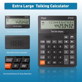 Calculators Desktop,Ipepul Talking Calculator with 2-line 12-Digits Large LCD Display and Large Button,4 Function Calculator for Business,Office,Store,School (Black)