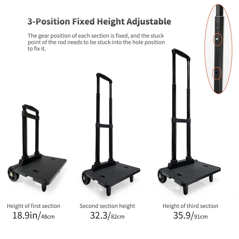 Backpack Cart with Elastic Ropes, Aluminium Alloy Folding Trolley for