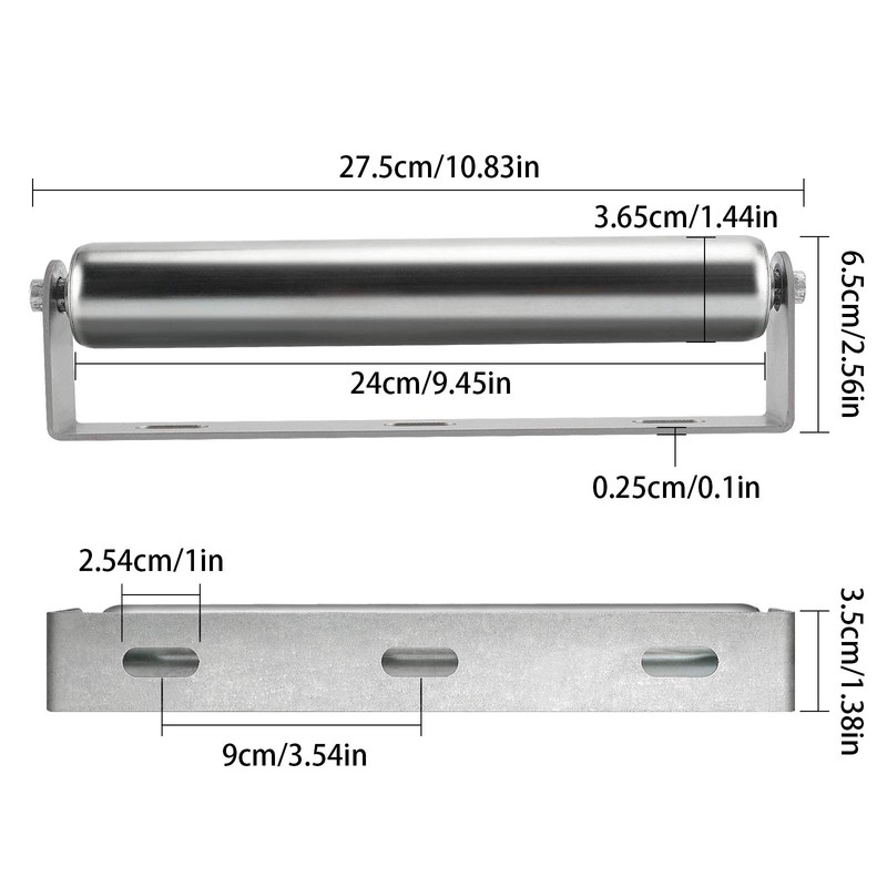 HOZEON Conveyor Rollers, 2 Pack 10 Inches Long Galvanized Steel