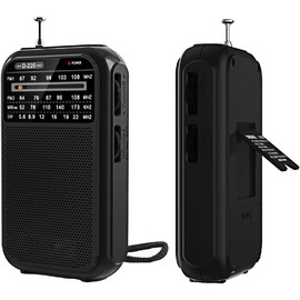 D220 Portable Radio AM FM SW Shortwave Radio Receiver Pocket Radio, 2 AA  Operated, Transistor Radio with Excellent Reception for Gift, Family, Elder (Orange) - Color: Black