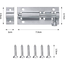 3 Inch Deadbolt Bolt 2 Pack with Screwdriver, 75mm Deadbolt Locks, Sliding Door Latches, Stainless Steel Locks, Latches, Door Latch for Outdoor Door Latch Locks