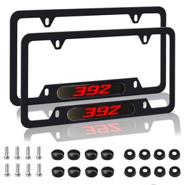 2 Pack Black License Plate Frames for SRT 392 License Plate Holder Compatible with Dodge Durango SRT 392 License Plate Covers with Screw Caps Cover Set Car Accessories. (for 392)