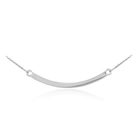 Sideways Crosses High Polish 925 Sterling Silver Curved Bar Necklace, 18"