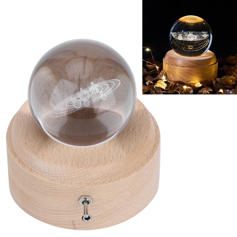 Solar System Pattern Crystal Ball Rotating Music Box USB Charging