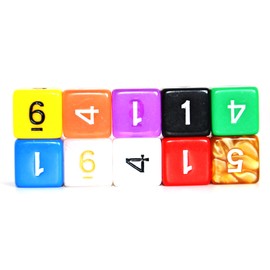 SmartDealsPro 10-Pack D4 D6 D8 D10 D12 Multi Colored Polyhedral Dice for for Dungeons and Dragons DND RPG MTG Table Games (Mix Color(Opaque&Pearl&Transparent), D6)