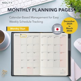 NOLTY Lights Small 3 Weekly Planner 2025, Japanese Edition, Black