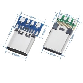 10 Pcs USB 3.1 Type C Connector 24 Pins Male and Female Plug Socket Adapter (5Pcs Male Head X 5Pcs Female Head) USB C Breakout Board Compatible with for PCB Board Module