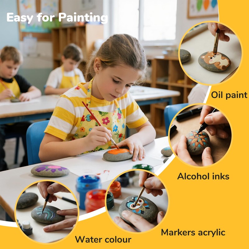 Simetufy 60 Pcs Rocks for Painting, 50Pcs 0.5-1'' & 5pcs