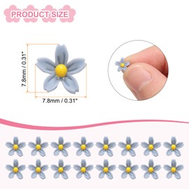 CoCud Mini Resin Flower, 0.31" Diameter, Miniature Tiny Flowers Dollhouse Blue - (Applications: for Fairy Garden Dollhouse Decorations Party Favors Micro Landscaping Nail Art) 100-Pieces