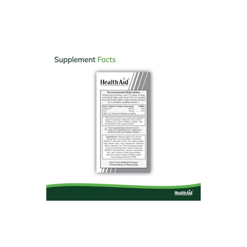 HealthAid Iron Bisglycinate 30mg Tablets – High Strength Iron Supplement