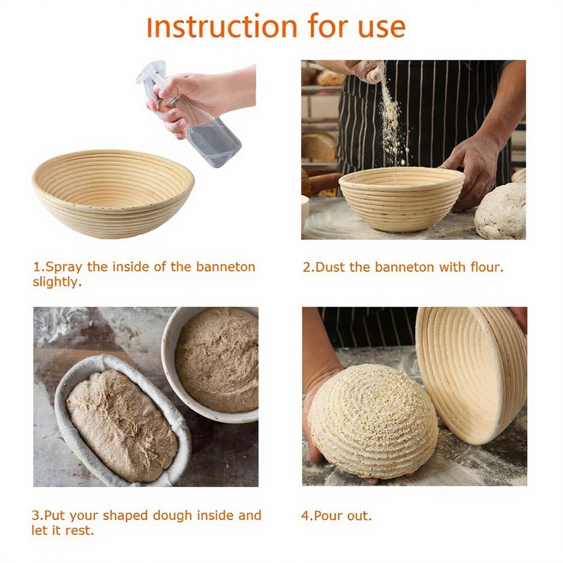 Banneton Bread Proofing Basket set of 2, 7 inch Round