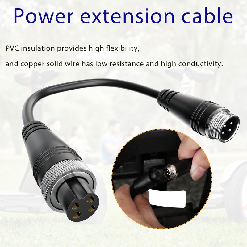 4-Prong Charger Extension Cable(8.3") for Ninebot Cable, Charging Cord Compatible
