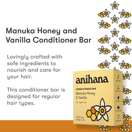 ANIHANA Solid Conditioner Bar | All Hair Types, Thick to Thin | Moisturizing for Hair & Scalp | Manuka Honey & Almond | Up to 80 Washes